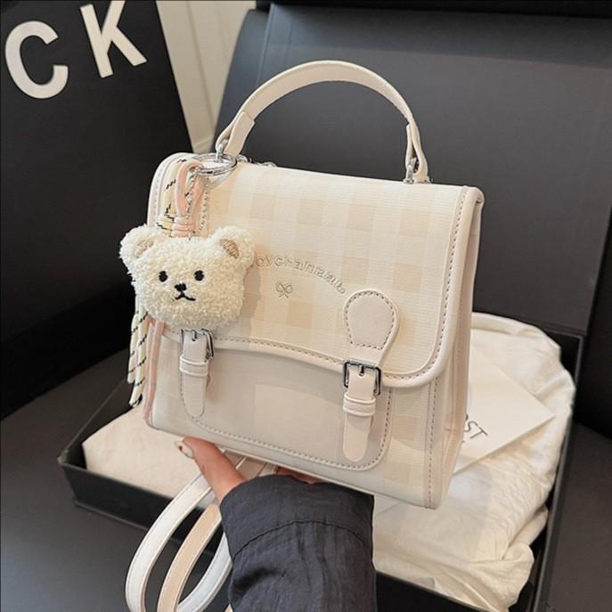 Pu Checked Pattern Single Shoulder Bag For Daily Use Womens Fashion Handbag