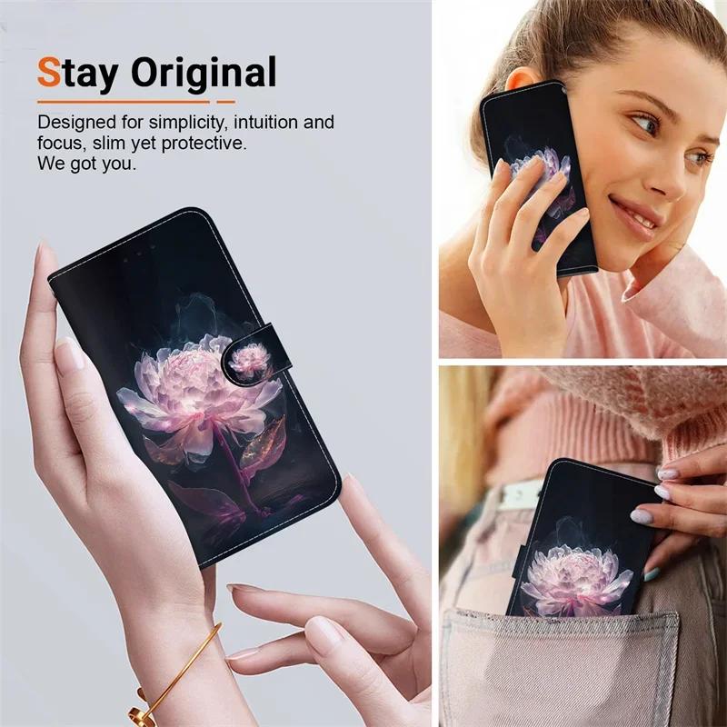 New Painted Case for Xiaomi Poco M6 X6 C65 Pro Wallet Case Xiomi Mi PocoM6 PocoX6 Pro PocoC65 Cartoon Flower Leather Book Cover