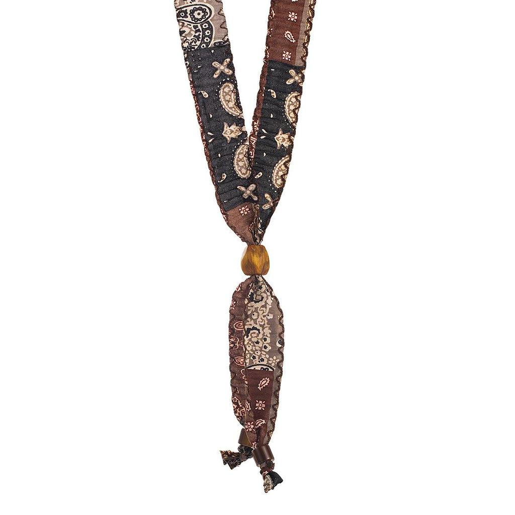 Autumn Winter Retro Silk Scarf Necklace - Stylish Maillard Handmade Fabric Pendant