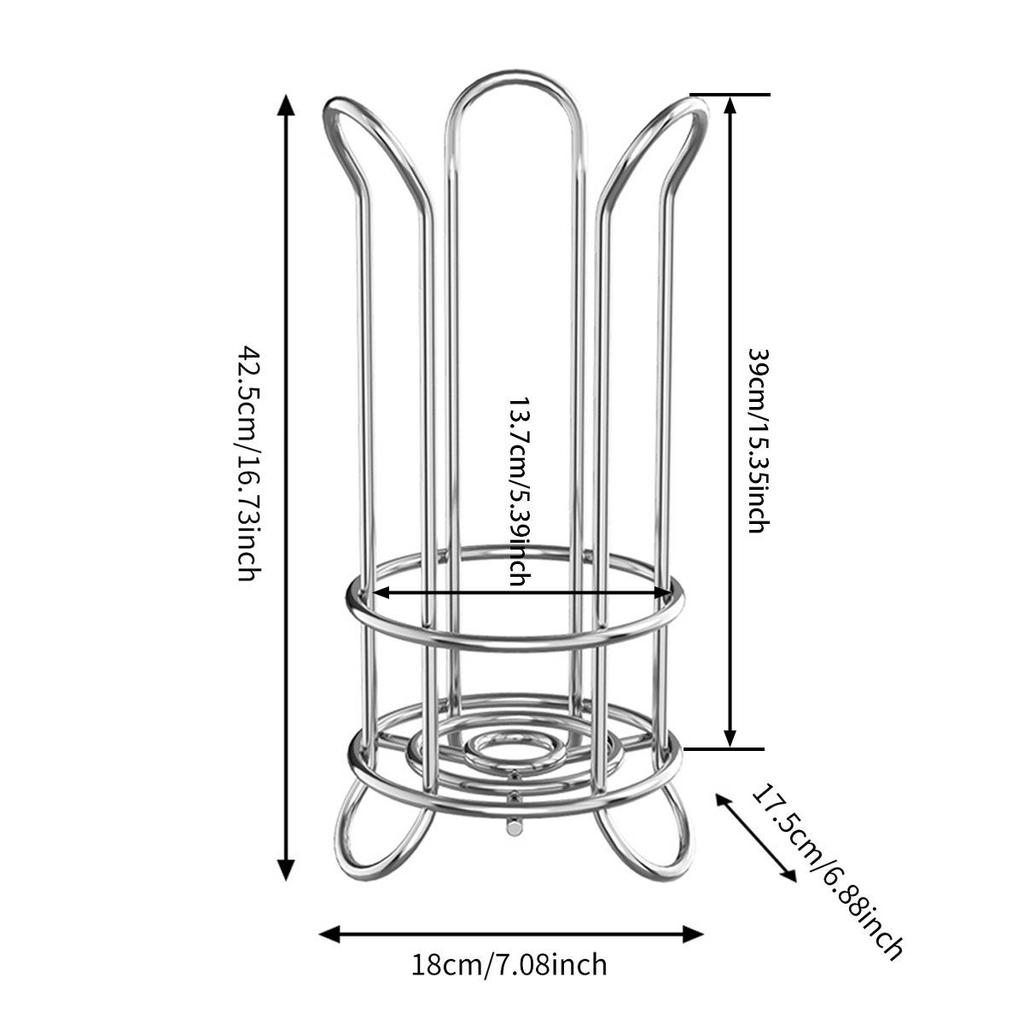 Silver Vertical Paper Towel Holder - Punch-Free Desktop Kitchen Storage Rack