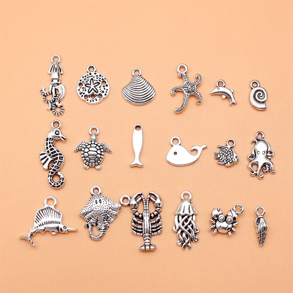 

18 шт./компл., морские животные, осьминог, медуза, краб, подвески, принадлежности для изготовления ювелирных изделий, ювелирные подвески, персонализированные