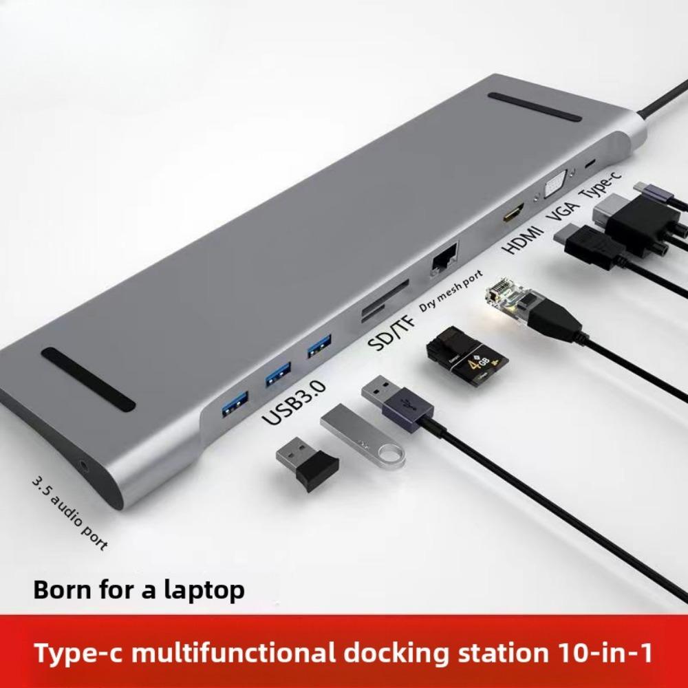 5-in-1 Type-C Docking Station USB-C Hub Gigabit Ethernet 4K HDMI Adapter for Laptop