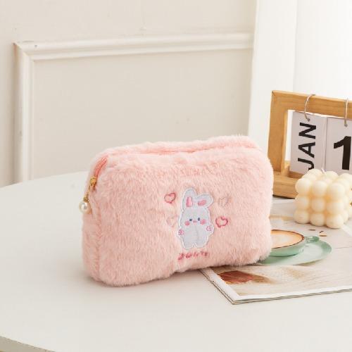 Japan and South Korea Plush Cosmetic Bag Cute Bear Portable Storage Toiletry Bag Girl Large-capacity Embroidered Bag