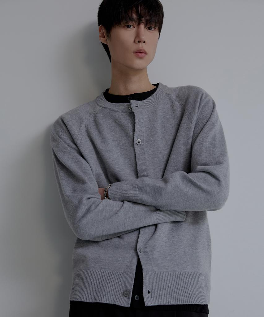 Nodu Raglan Herasi Round Crop Cardigan [Gray]