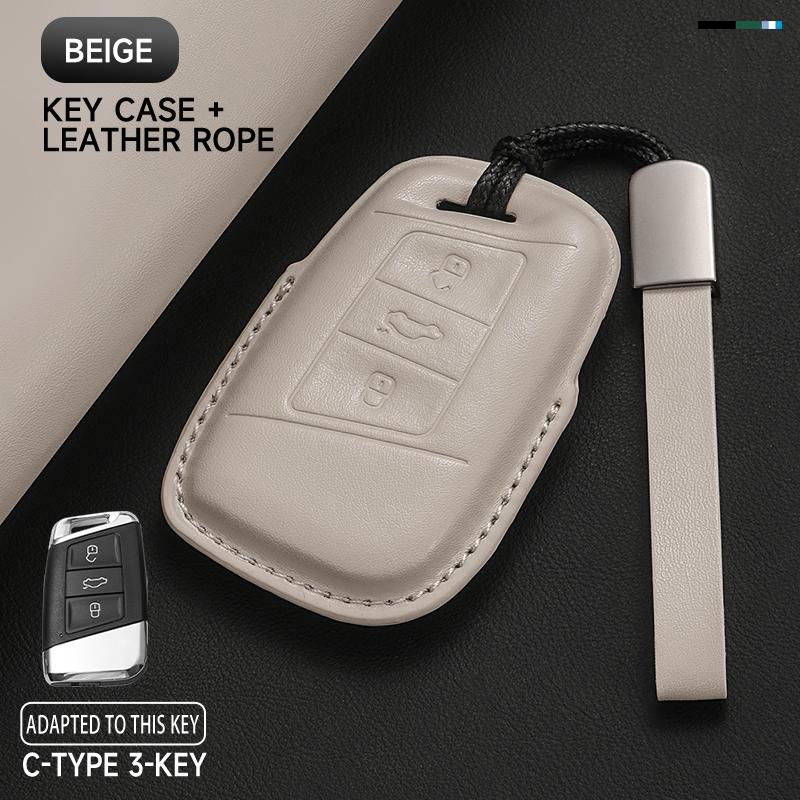 KTDJ9 Leather Car Key Cover Case Protection Shell Keychain For Skoda Octavia A5 kodiaq Fabia Scala Karoq Superb Kamiq Rapid Yeti