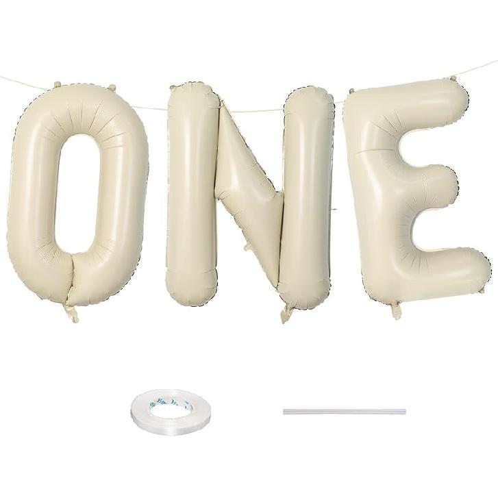 40 Inch Cream White 1 Balloon Numbers, Large Number 1 Balloon Foil Helium Number Balloons, Big 1st Foil Birthday Balloons for Boys Girls 1st Birthday