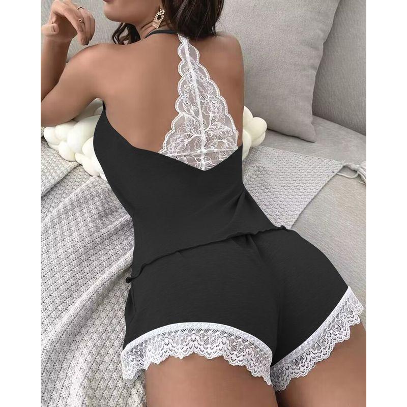 2023 European and American New Lace Stitching Home Underwear Set Women Lace Splicing Set