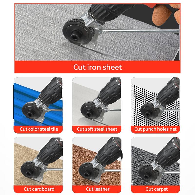 Electric Drill Plate Cutter Double Headed Metal Sheet Cutter Sharp Precise Cutting Plate Punch Electric Drill Plate Cutter for Copper