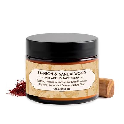 OSADHI Saffron & Sandalwood Anti-Ageing Face Cream with Licorice - 50g | Natural Ayurvedic Moisturizer for Brightening & Glow | Hydrating Day & Nig