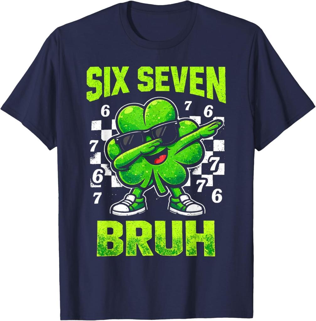 Six Seven 67 Bruh Dabbing Shamrock Meme Unisex T-Shirt