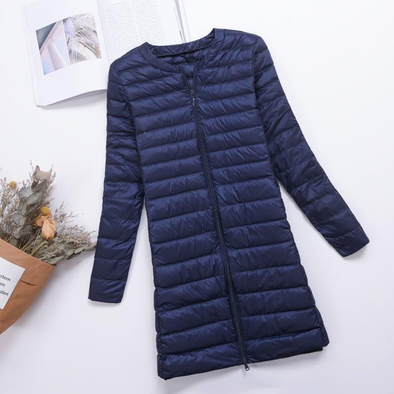 Womens Mid-Length Lightweight Down Jacket Inner Layer Slim Fit Casual Office Wear