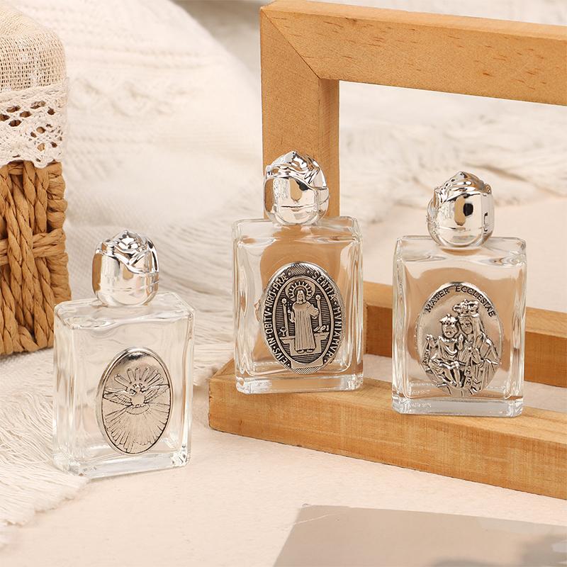 12 Types Of Glass Holy Water Jesus Bottle Religious Cross Bottle Christian Virgin Sculpture Bottle Refillable Holy Water Bottle