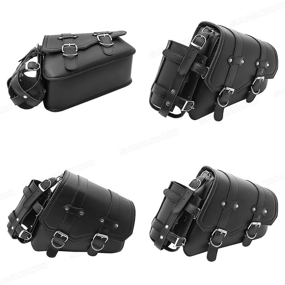 Motorcycle PU Leather Side Saddle Bags L+R Fit for Harley Sportster XL 883 1200 Chopper Cruiser Cafe Racer Softail Bobber