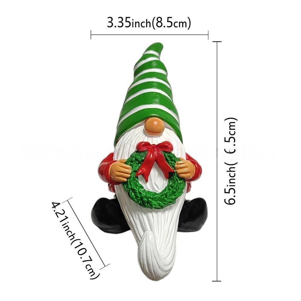 Creative Resin Christmas Gnome Ornament with White Beard for Desktop Decoration