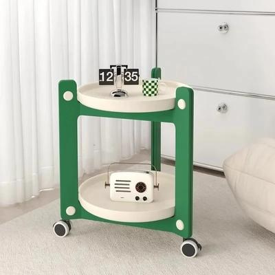 Mesa de Café Móvil para Sala de Estar del Hogar Carrito con Ruedas Minimalista Nórdico Estante Circular de Almacenamiento para Mesita de Noche