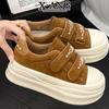 Leather board shoes women's Velcro bread shoes new autumn and winter thick-soled heightening leisure sports women's shoes