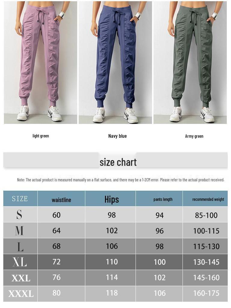 Lulu Women's Lightweight Quick-Dry Pleated Joggers - Breathable, Loose, Slimming, Casual Fitness Pants for Summer Running