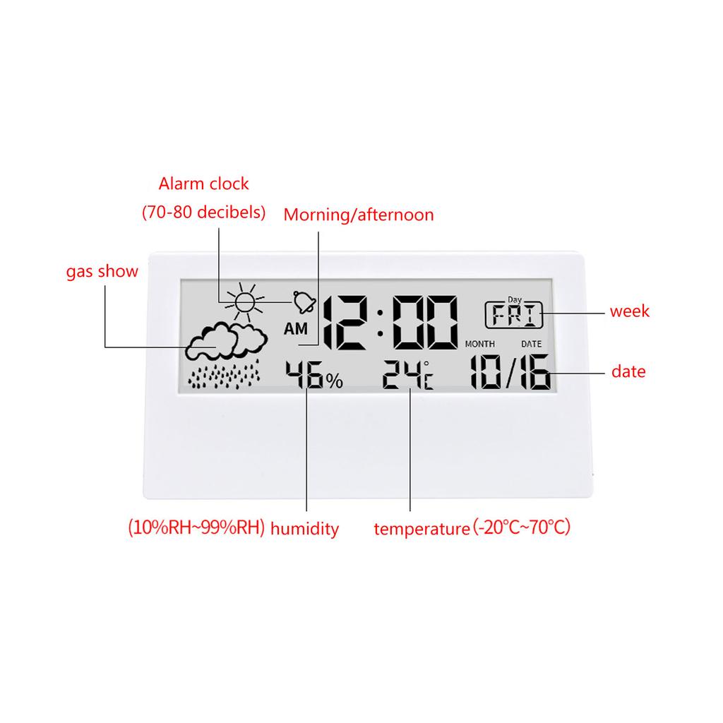 LED Digital Vekkerklokke Stemmestyring Temperatur Fuktighet Visning Skrivebordsklokker Hjem Borddekorasjon
