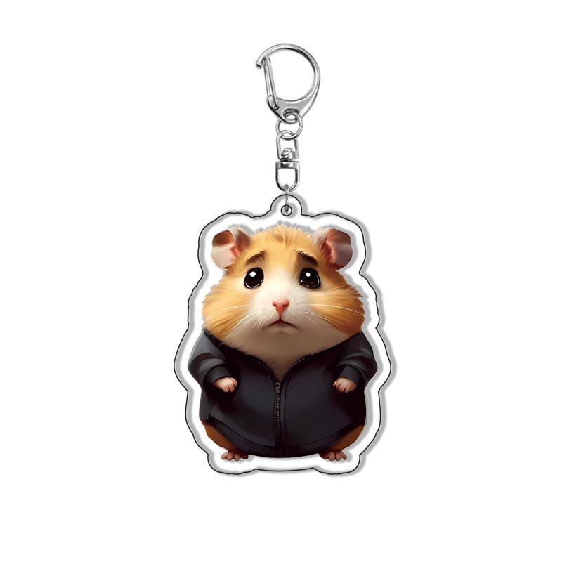 HOT !!! Hamster Acrylic Keychain Cute Sad Lovely Mobile Phone Backpack Pendant