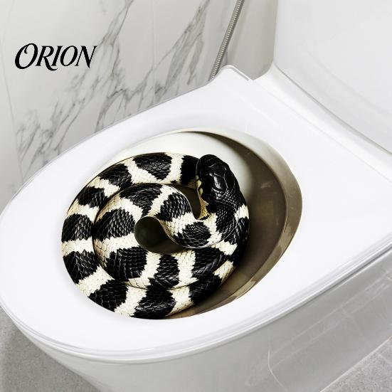 Creative Home Soft Decoration Realistic Snake Toilet Seat Sticker, PVC Waterproof Python Funny Vinyl Sticker Decal, Lid for Bathroom Wall Art