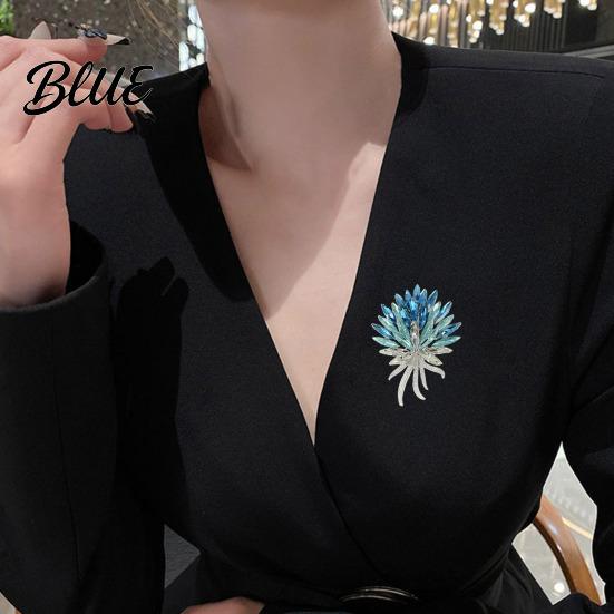 Decorative Pin Brooch Irregular Wheat Design Sparkling Rhinestones Zinc Alloy