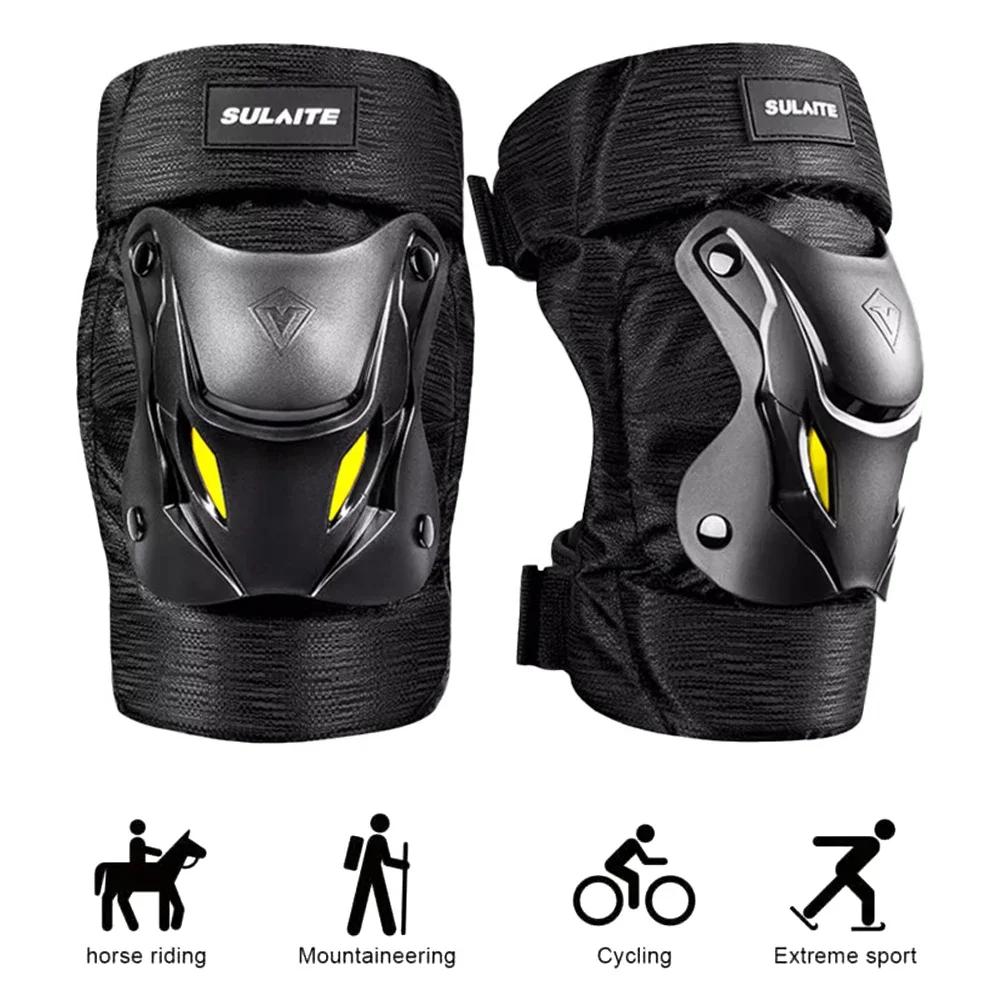 1Pair Motorcycle Knee Elbow Guards Pads Black Motocross Racing Protective Gear for Electric Bike Mountain Biking