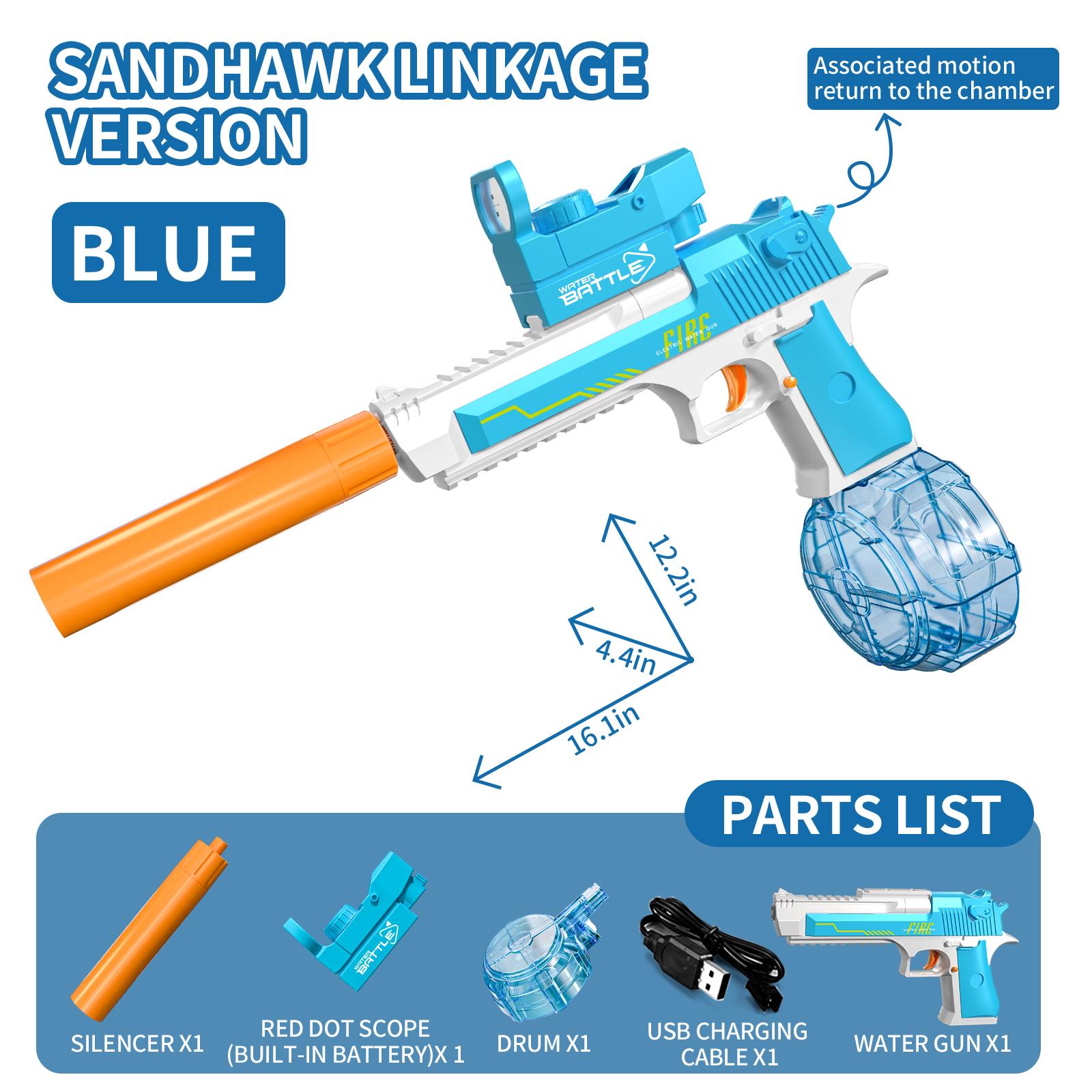 

Kids Blue Water Gun Electric Continuous Firing Manual 2 In 1 Summer Beach Pool Pistol Outdoor Toy Gun With Drum білий