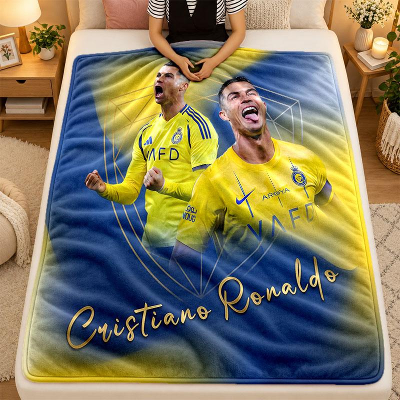 Flannel BlanketCristiano Ronaldo Warm Soft Throw Blanket for Indoor Sofa Bed Living Room Use
