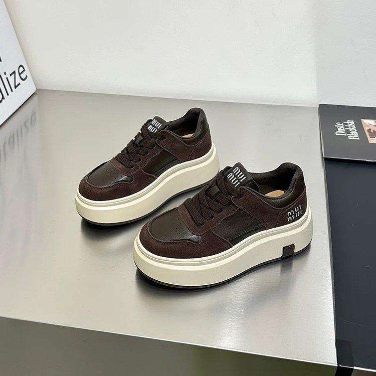 Small 6cm Heightening Thick Baseplate Shoes Women's 2025 Autumn New Lightweight Retro Versatile Casual Sports Muffin Shoes
