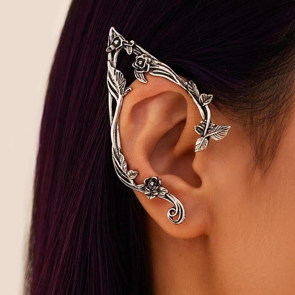 Elf Fashion Asymmetrical Alloy Ear Studs - Retro Versatile Halloween Women's Elegant Jewelry