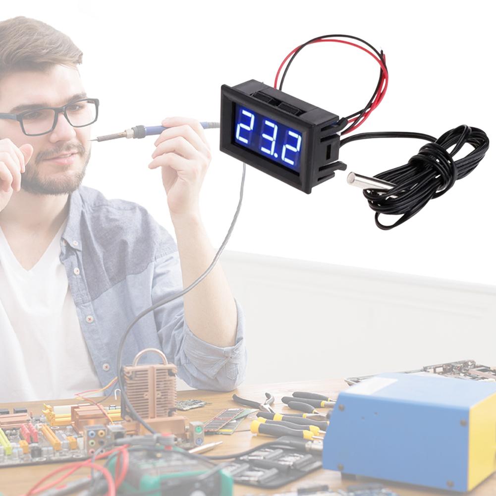 1/3/5Pcs DC 12V Mini LED Digital Temperature Sensor Module Meter Detector Thermometer Tester Panel Gauge with Sensors Probe