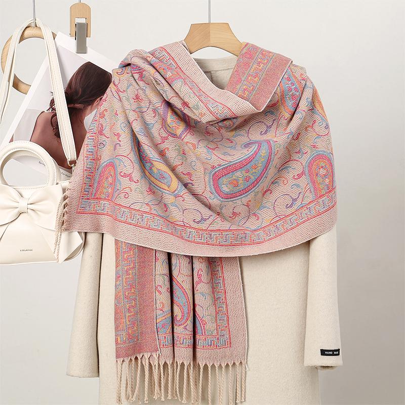 New Shawl Warm Winter Scarf Hijab Women Print Paisley Cashmere Pashmina Thick Wrap Head Neck Foulard Luxury  Blanket Echarpe