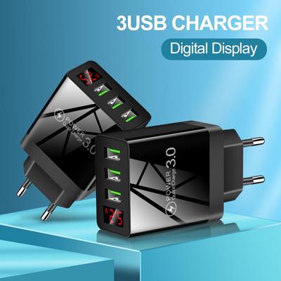 Digital Display 5V 3.1A 3-Port USB Smartphone Charger
