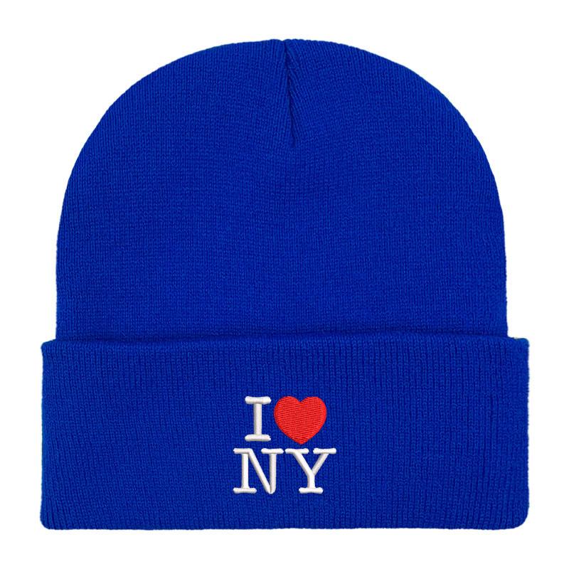 Embroidery Design I Love New York NY Beanies Knitted Hats Custom Text Winter Thick Caps Unisex Women FeUnisex Caps Warmer Bonnet Hat