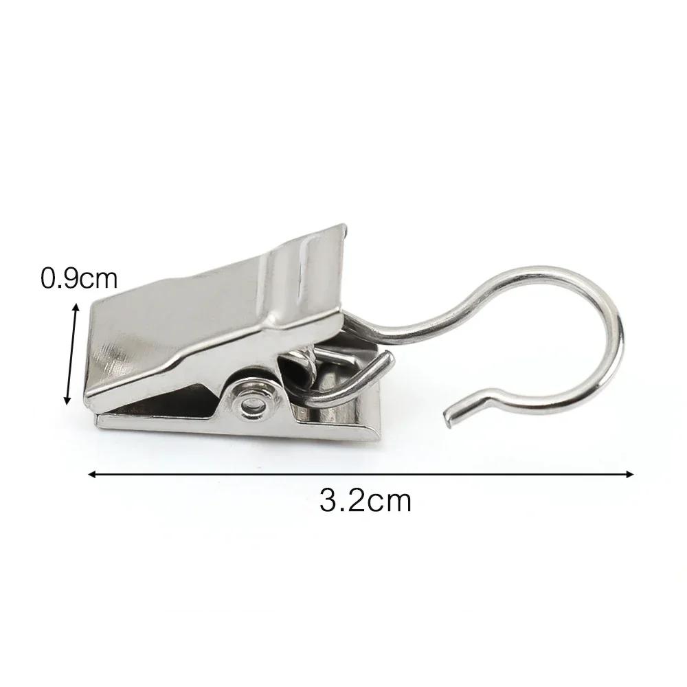 60/10Pcs Stainless Steel Curtain Clips With Hooks Heavy Duty Hanging Clamps Window Curtain Hook Clips For Home Decoration Crafts