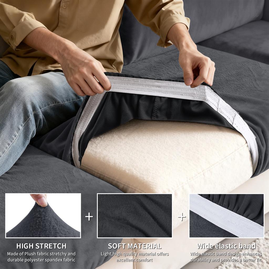 Velvet Sofa Cushion Covers for Living Room Plush Sofa Seat Cover Soft Stretch Sofas Couch Slipcover Furniture Protector