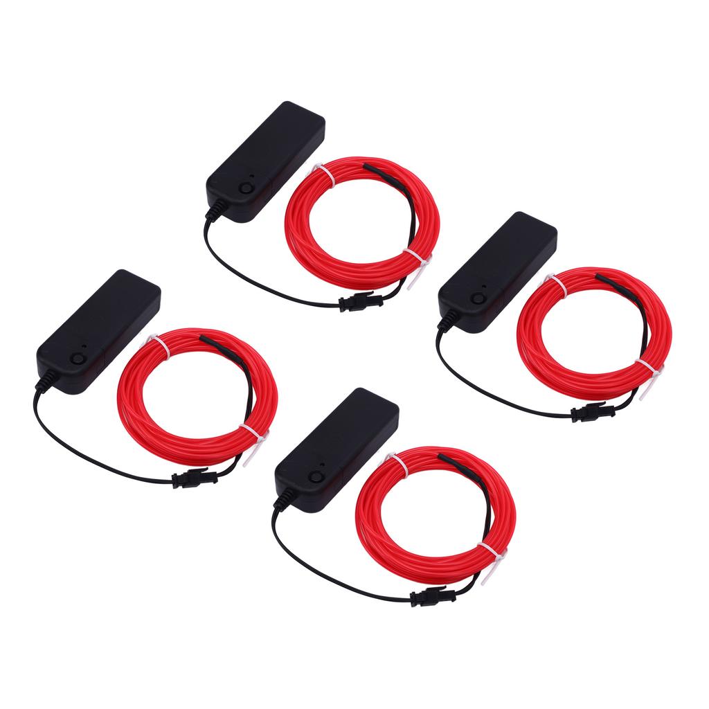 4PCS Neon Lights Strip 16.4ft Length Pink Portable Battery Pack 360 Degrees  Cuttable Glowing Rope Light