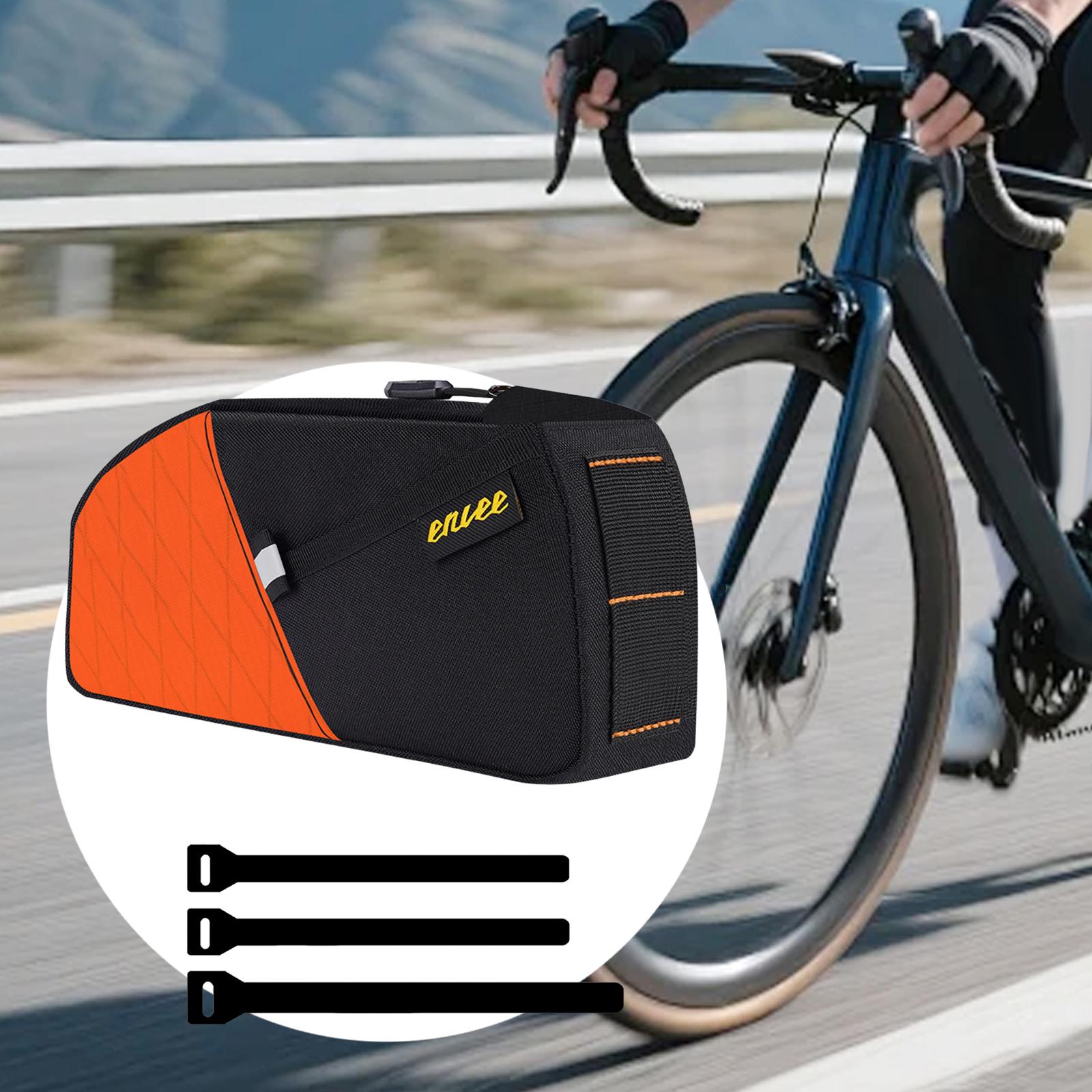 

Bike Frame Storage Bag Strap on Pouch Pocket Water Resistant Cycling Pack for оранжевый