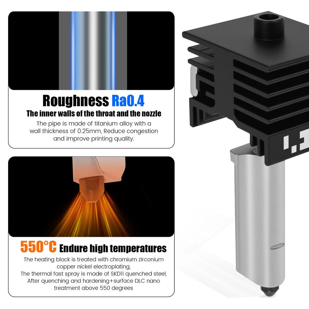 2 Pack Hotend Kit For Bambu Lab P2S/H2D/H2S/A1/A1 Mini Fast Speed Hot End Assembly 0.4mm Hardened steel Nozzle 3D Printer Part