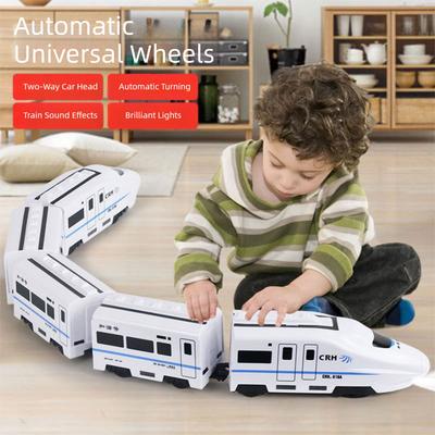 Kids DIY Simulation High Speed Railway Train Toy Car Electric Sound Light Model Train Educational Toys For Boys Girls Gift