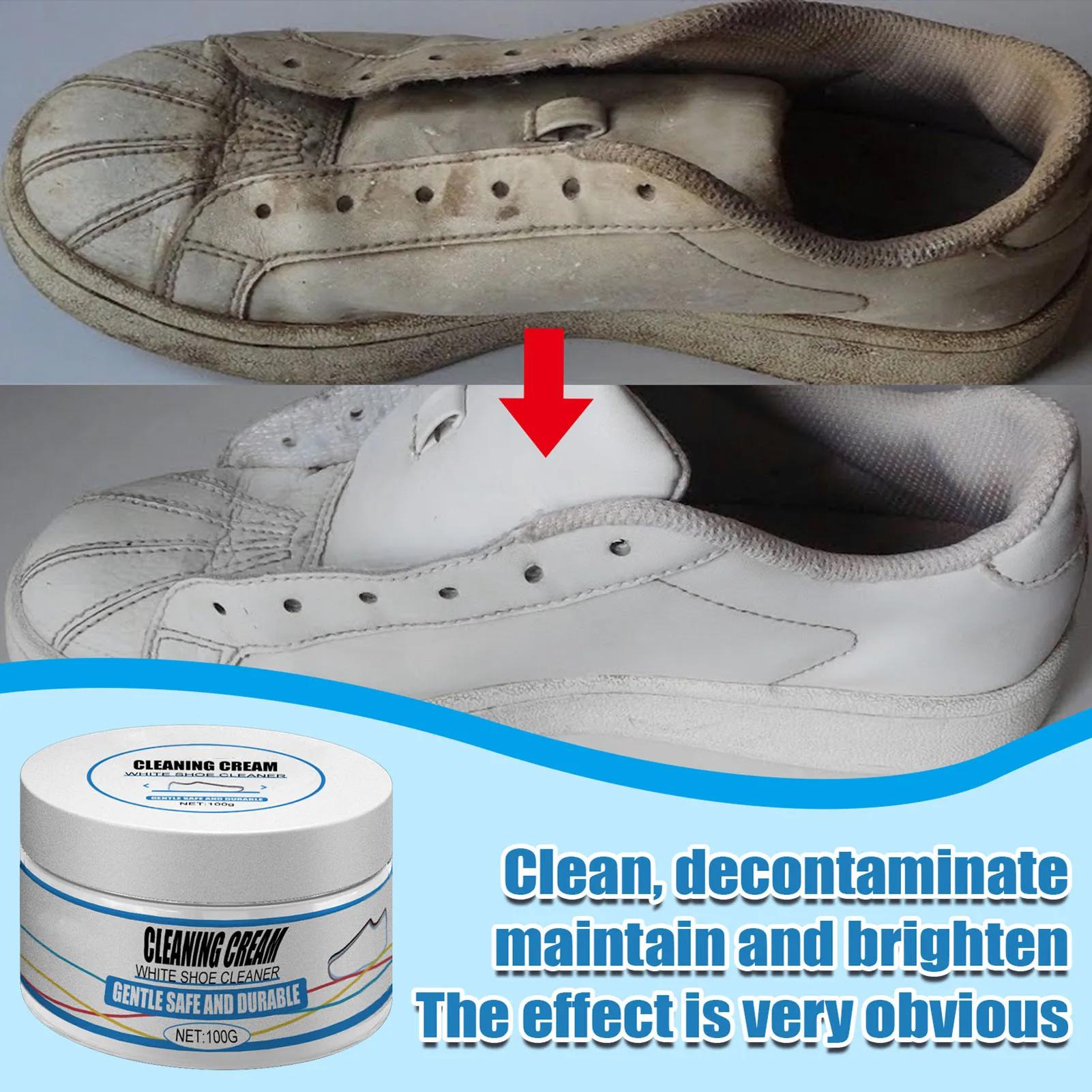 100g Crema Bianca per Pulizia Scarpe Pulizia Senza Acqua e Cura Multiuso Scarpe Sportive Scarpe in Pelle Detergente Rimozione Efficace dello Sporco cm