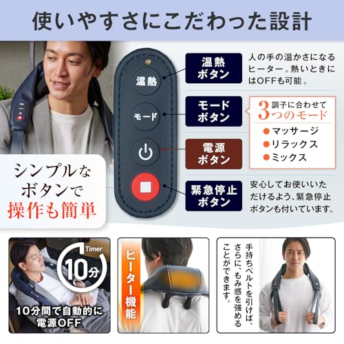 HOGXIA Neck Massager [Medically Certified] for Stiff Shoulders, Neck and Shoulder Massage, HGX-158R (Navy) (Includes Eye Mask)