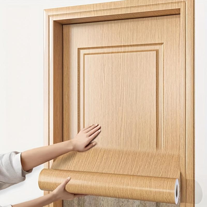 Pegatina de Puerta Removible Autoadhesiva - Textura de Grano de Madera de Alta Gama, Pegatinas de Puerta para Renovación del Hogar, Superficie Texturizada