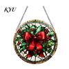 Transparent Christmas Tree Ornaments 2D Acrylic Hanging Ornaments, Stained Glass Style Snowman Santa Snowflake Indoor Party Supplies Window