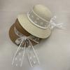 Delle Sweet Pearl Lace Bow Straw Hat Women'S Seaside Beach Hat French Straw Top Hat Sunscreen