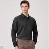 FIRS Men's Wool & Silk Blend Thickened Brushed Long Sleeve Polo Shirt