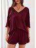 New Women's Casual Two-Piece Set: Loose V-Neck Short-Sleeved Top and Shorts