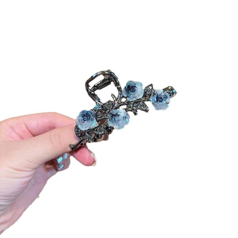 1PC Metal Camellia Grab Clip Female Back of Head Elegant Disc Hair Grab Shark Clip Headgear Hairpin Temperament Hairpin