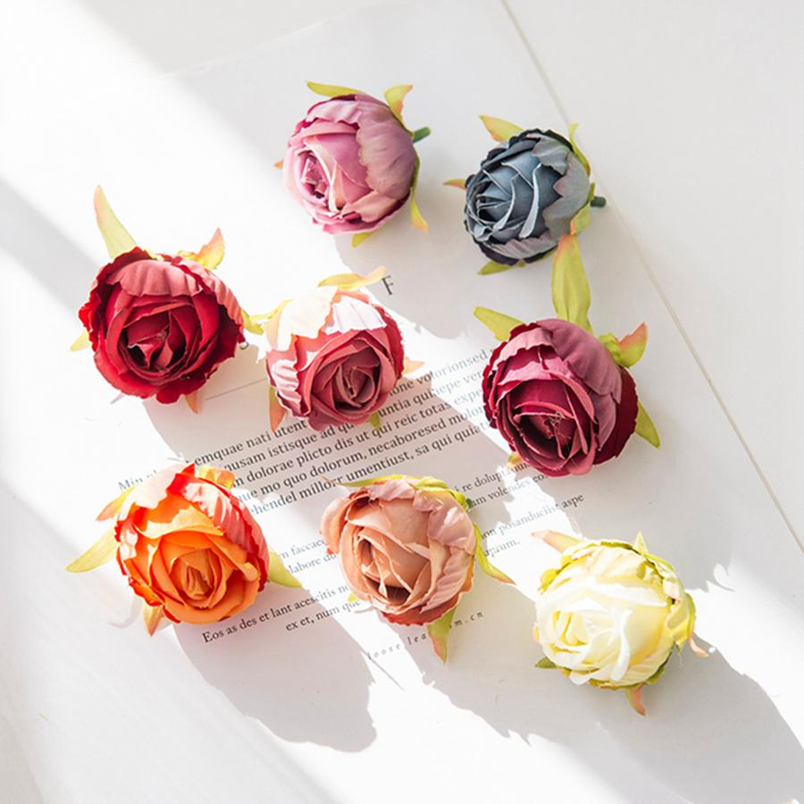 50/100 Piezas Flores Artificiales Brotes de Té Corona de Boda Festival Decoración Habitación Hogar Manualidades Regalos Diy Caja de Dulces Manualidades Rosa de Seda Accesorios