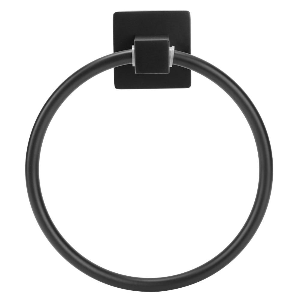 Stainless Steel Towel Ring Black Towel Hanger Practical Towel Rack Bathroom Kitchen Laundry Room